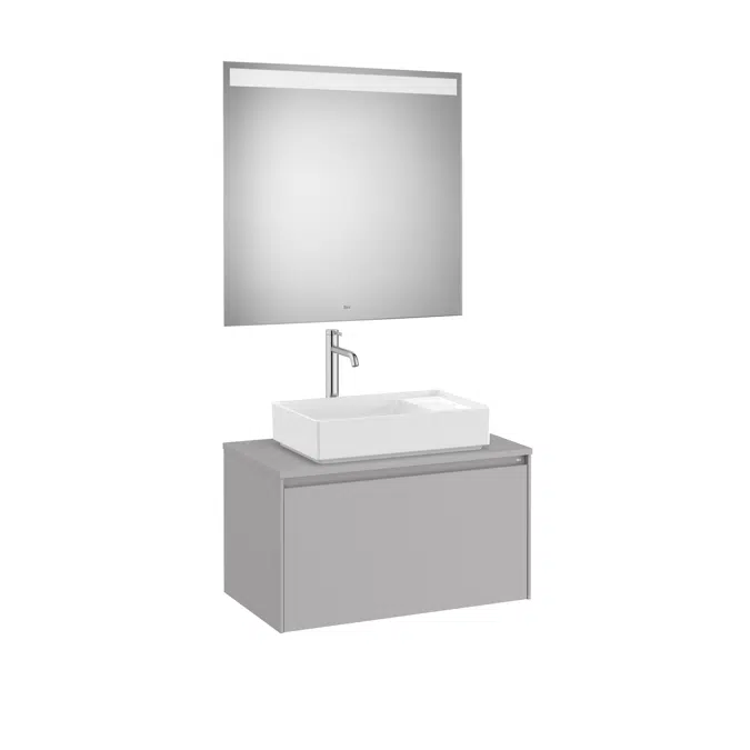 ONA Pack (base unit for over countertop basin with one drawer and LED mirror)