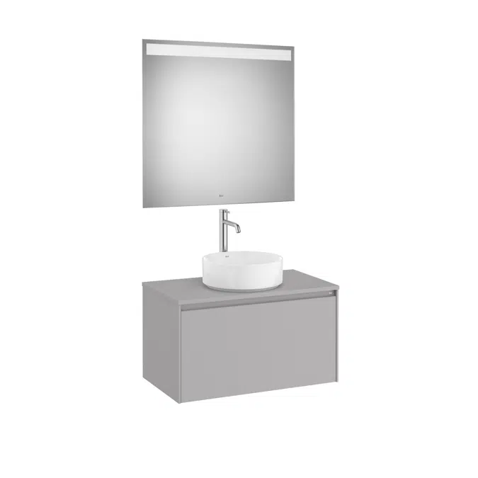 ONA Pack (base unit for over countertop basin with one drawer and LED mirror)