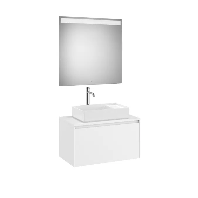 ONA Pack (base unit for over countertop basin with one drawer and LED mirror)