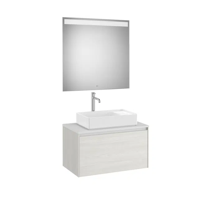 ONA Pack (base unit for over countertop basin with one drawer and LED mirror)