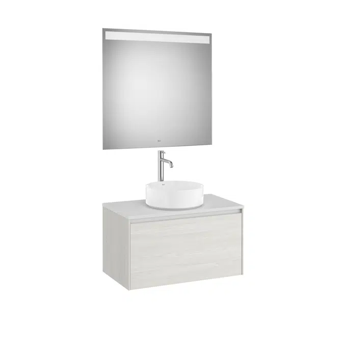 ONA Pack (base unit for over countertop basin with one drawer and LED mirror)