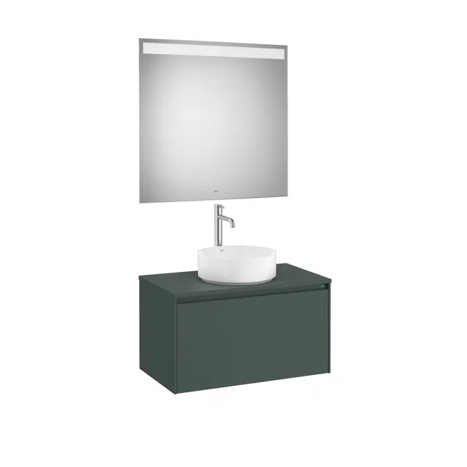 ONA Pack (base unit for over countertop basin with one drawer and LED mirror)