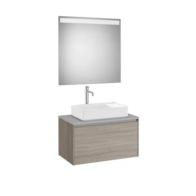 ONA Pack (base unit for over countertop basin with one drawer and LED mirror)