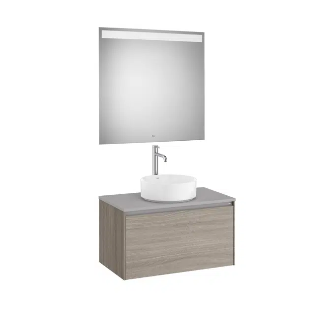 ONA Pack (base unit for over countertop basin with one drawer and LED mirror)