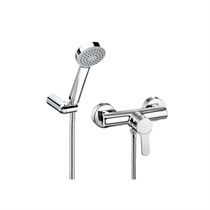 L20 Wall-mounted shower mixer w/ 1.50 m flexible shower hose, handshower and swivel wall bracket