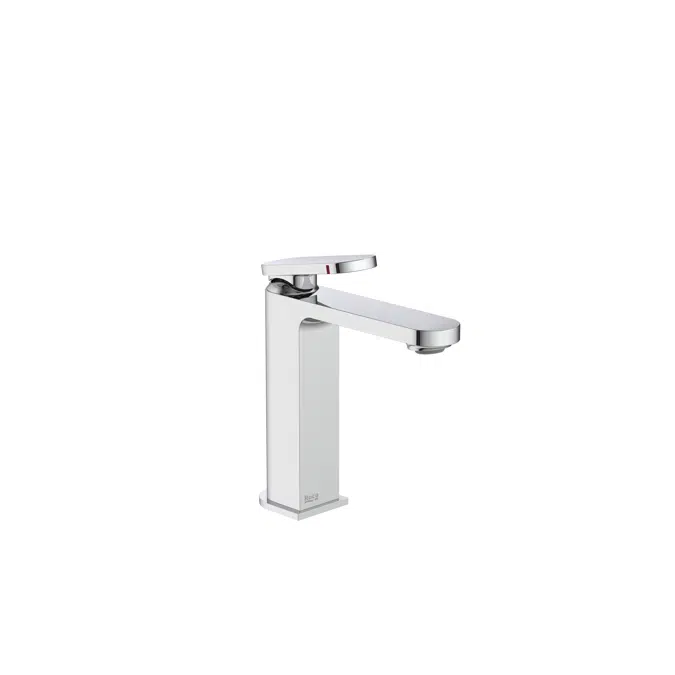 Kay - Basin mixer with smooth body and click-clack waste. Cold Start. M-Size
