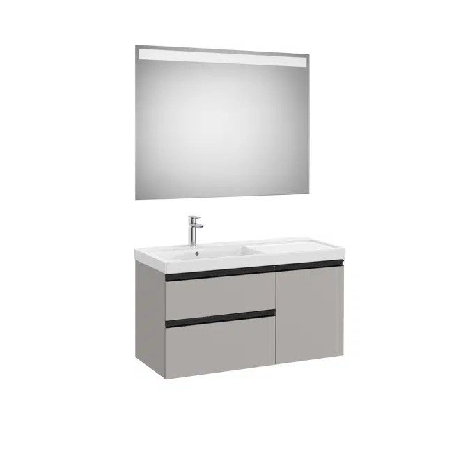 The Gap Pack (base unit with two drawers, one door, basin on the left and Eidos LED mirror)