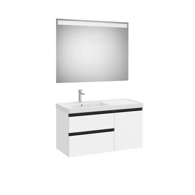 The Gap Pack (base unit with two drawers, one door, basin on the left and Eidos LED mirror)