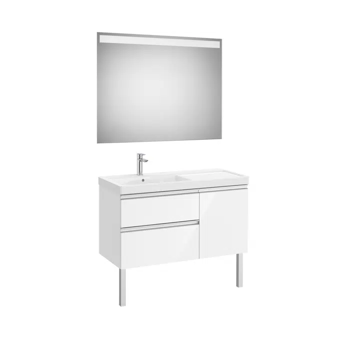 The Gap Pack (base unit with two drawers, one door, basin on the left and Eidos LED mirror)