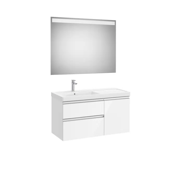 The Gap Pack (base unit with two drawers, one door, basin on the left and Eidos LED mirror)