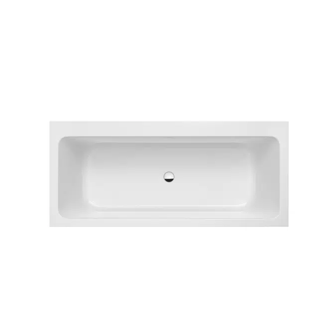 ONA Rectangular drop in bathtub. Made of Stonex. Includes click-clack drain, trap and integrated overflow.