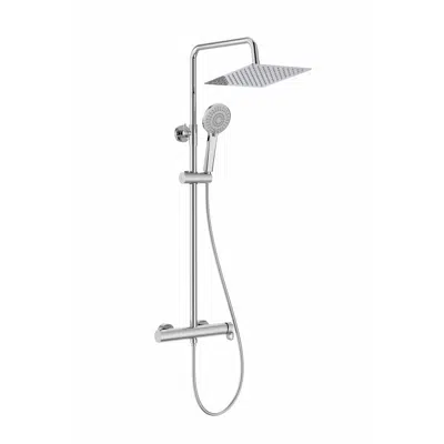 afbeelding voor Vega Plus Square Single-lever shower column adjustable in height. Shower-head 250 x 250 mm, 1.50 m metallic flexible hose and Stella 100/3F hand-shower