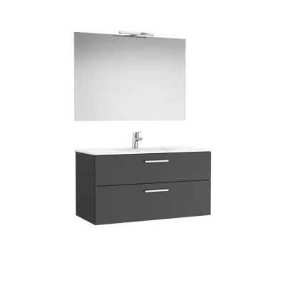 VICTORIA BASIC Pack 1005 (base unit with two drawers, basin, mirror and LED wall light) için görüntü