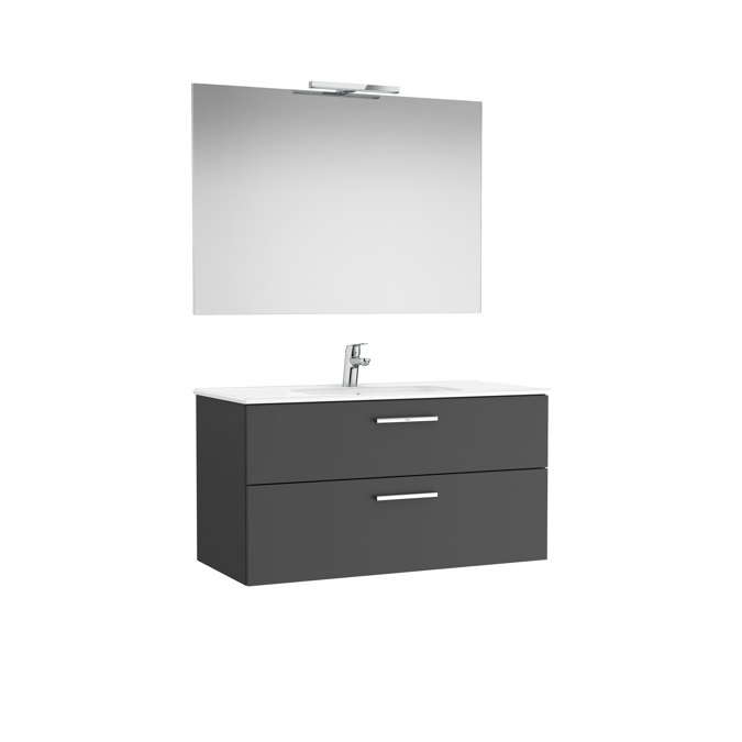 VICTORIA BASIC Pack 1005 (base unit with two drawers, basin, mirror and LED wall light)