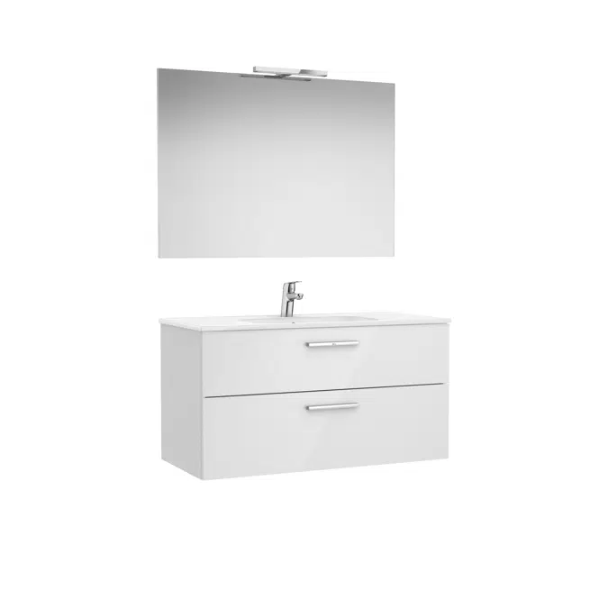 VICTORIA BASIC Pack 1005 (base unit with two drawers, basin, mirror and LED wall light)