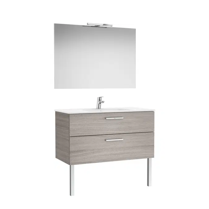 VICTORIA BASIC Pack 1005 (base unit with two drawers, basin, mirror and LED wall light)