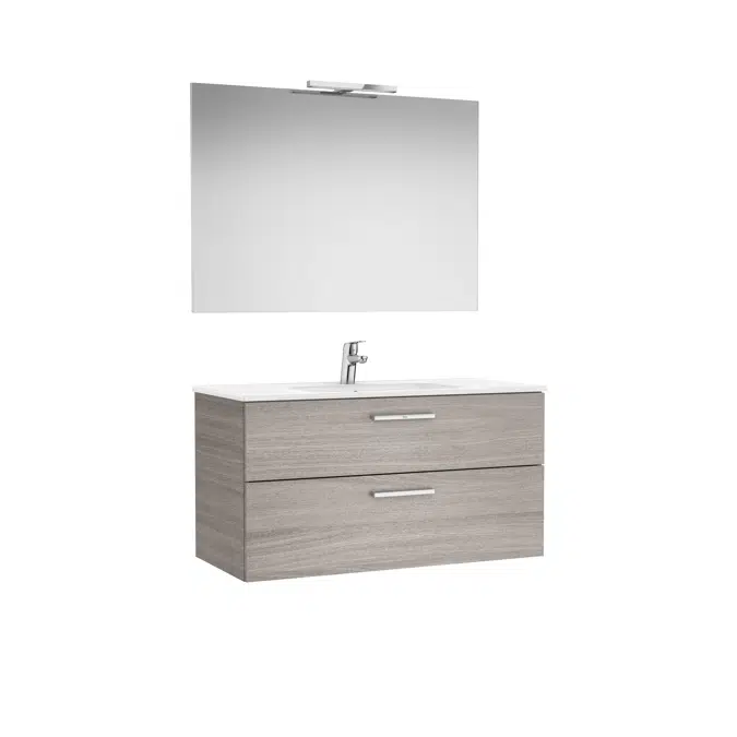 VICTORIA BASIC Pack 1005 (base unit with two drawers, basin, mirror and LED wall light)