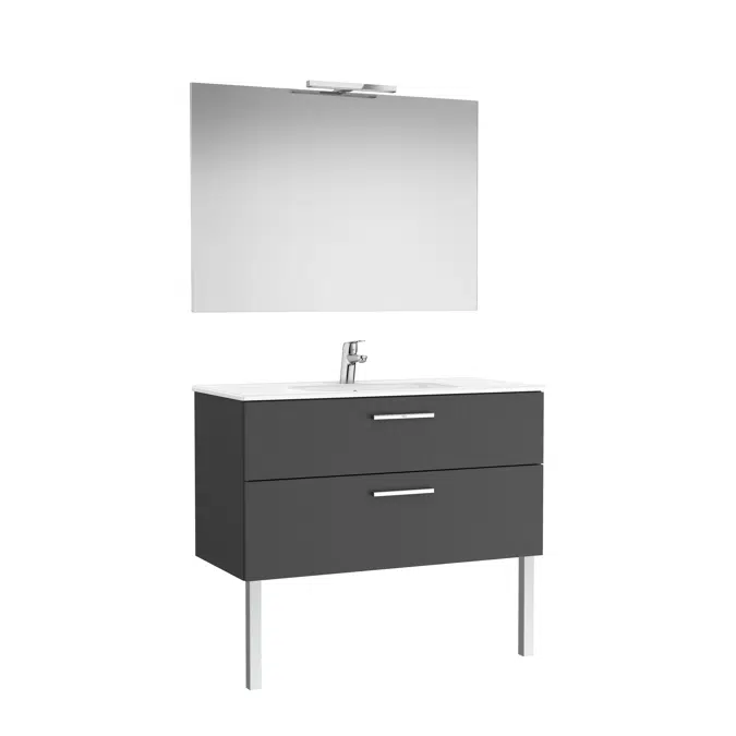 VICTORIA BASIC Pack 1005 (base unit with two drawers, basin, mirror and LED wall light)