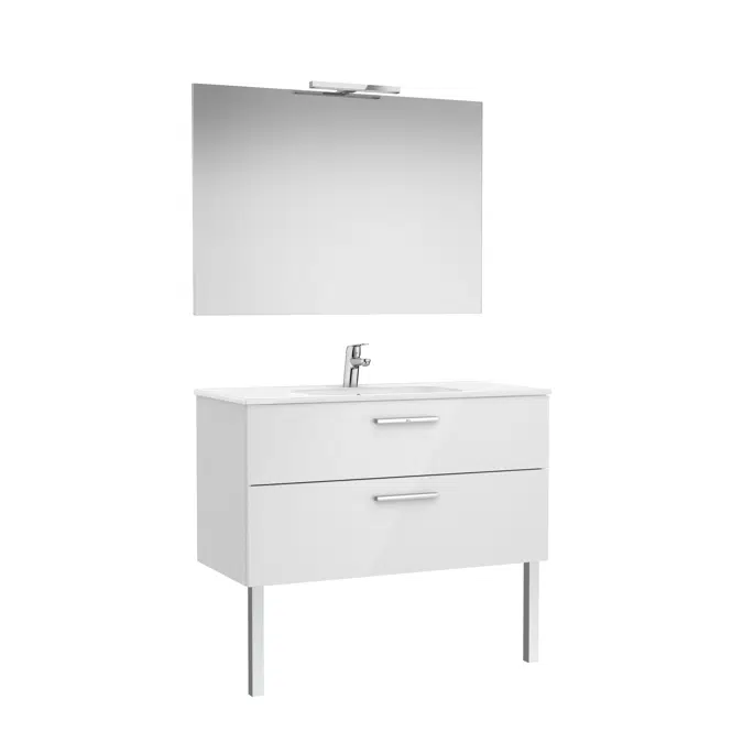 VICTORIA BASIC Pack 1005 (base unit with two drawers, basin, mirror and LED wall light)