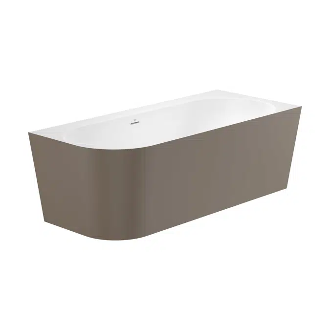 Raina Asymmetric right corner STONEX® bath. Includes click-clack drain, trap and integrated overflow