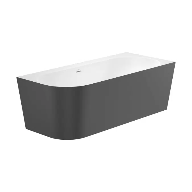 Raina Asymmetric right corner STONEX® bath. Includes click-clack drain, trap and integrated overflow
