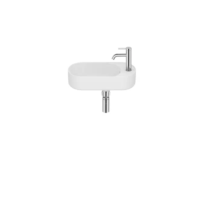 Meridian - Compact asymmetric wall-hung Fineceramic® basin