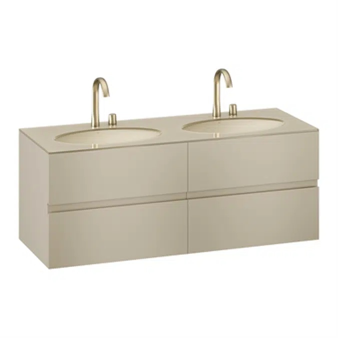 ARMANI - ISLAND 1550mm wall-hung furniture for 2 under-counter washbasins and deck-mounted basin mixers
