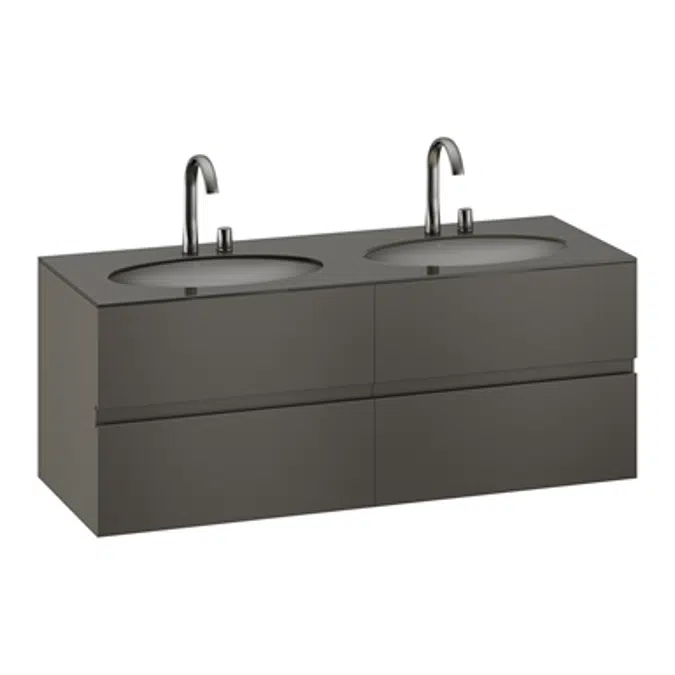 ARMANI - ISLAND 1550mm wall-hung furniture for 2 under-counter washbasins and deck-mounted basin mixers