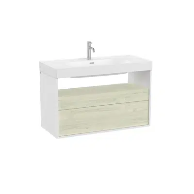 Meridian Base unit with two drawers and open shelf for basin图像