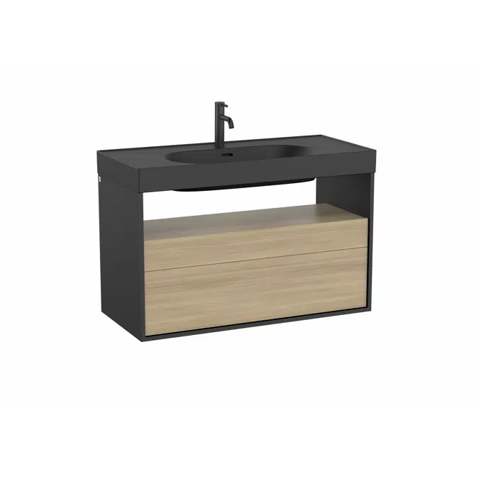 Meridian Base unit with two drawers and open shelf for basin