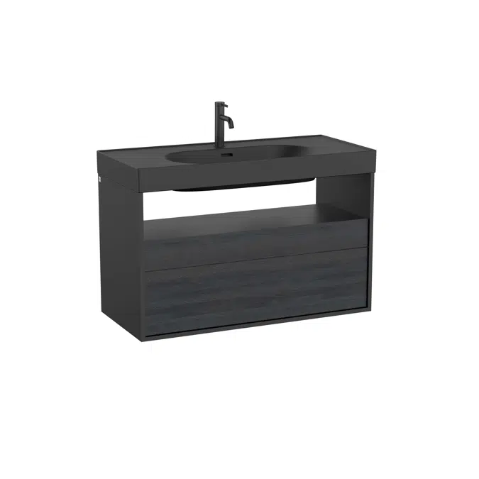 Meridian Base unit with two drawers and open shelf for basin