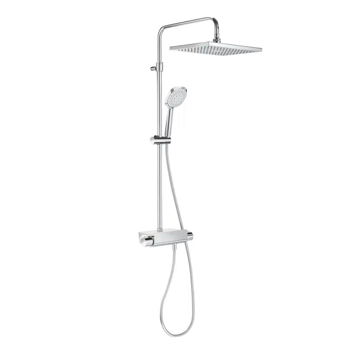 Deck SQUARE - Thermostatic shower column with shelf