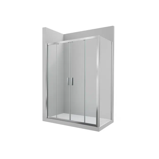 Ura L4-E - Front shower enclosure with 2 sliding doors + 2 fixed panels