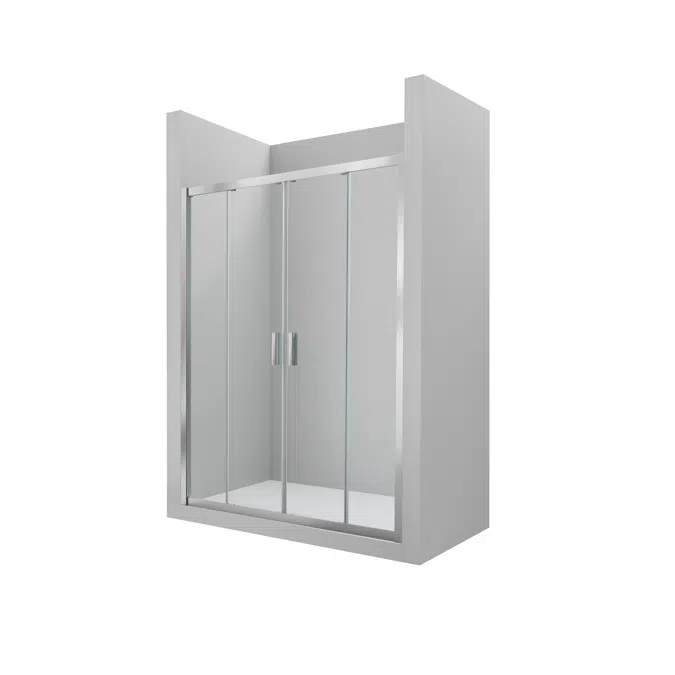 Ura L4-E - Front shower enclosure with 2 sliding doors + 2 fixed panels