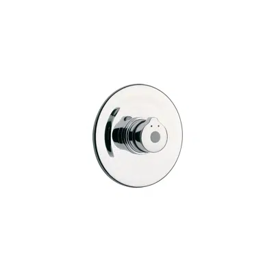 billede til Avant Self-closing built-in shower faucet with round wall plate. Push-button with temperature regulation integrated (red-blue)