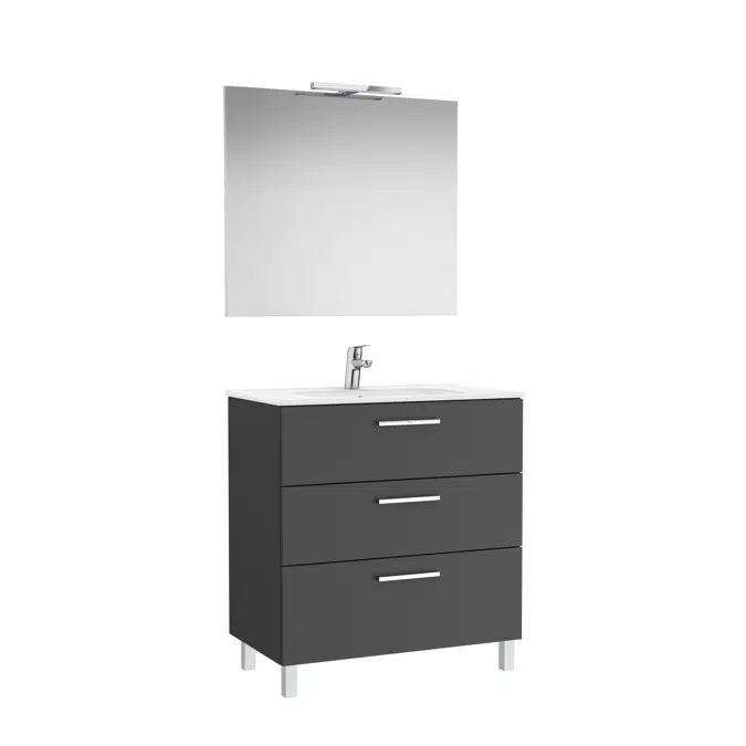 VICTORIA BASIC Family Pack 805 (base unit with three drawers, basin, mirror and LED wall light)