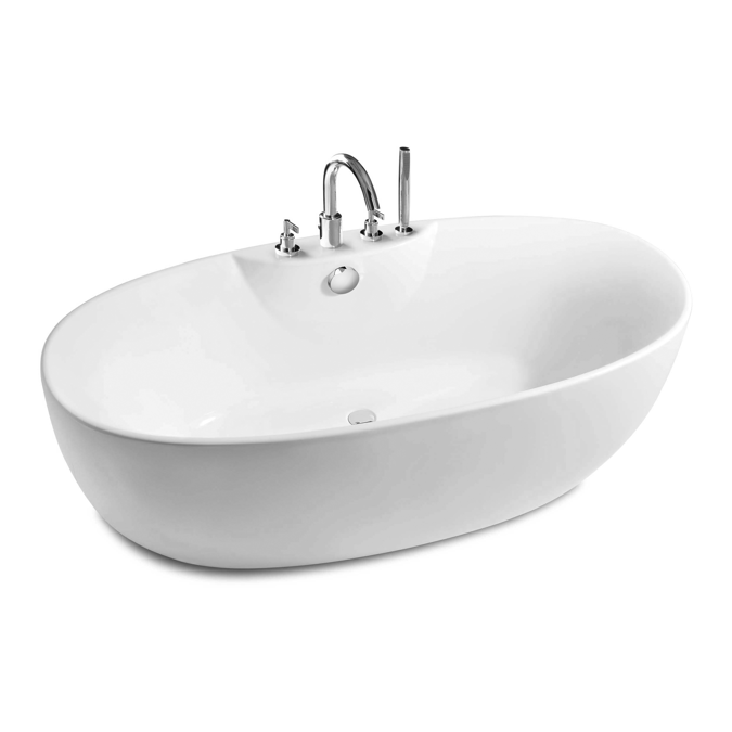 VIRGINIA Oval free standing acrylic one piece bath with bath-shower mixer
