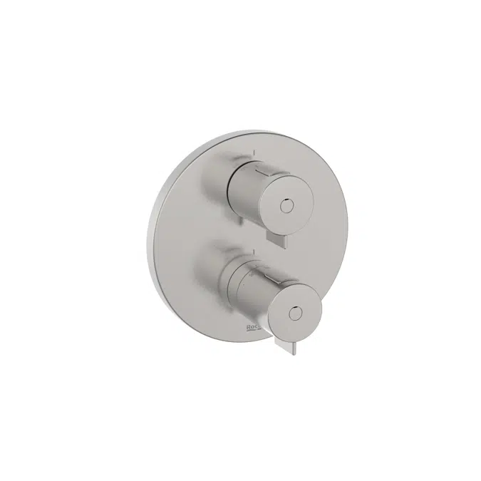 T-500 - Round - Built-in thermostatic bath-shower mixer (2 ways) with diverter-flow regulator. To be completed with RocaBox A525869403