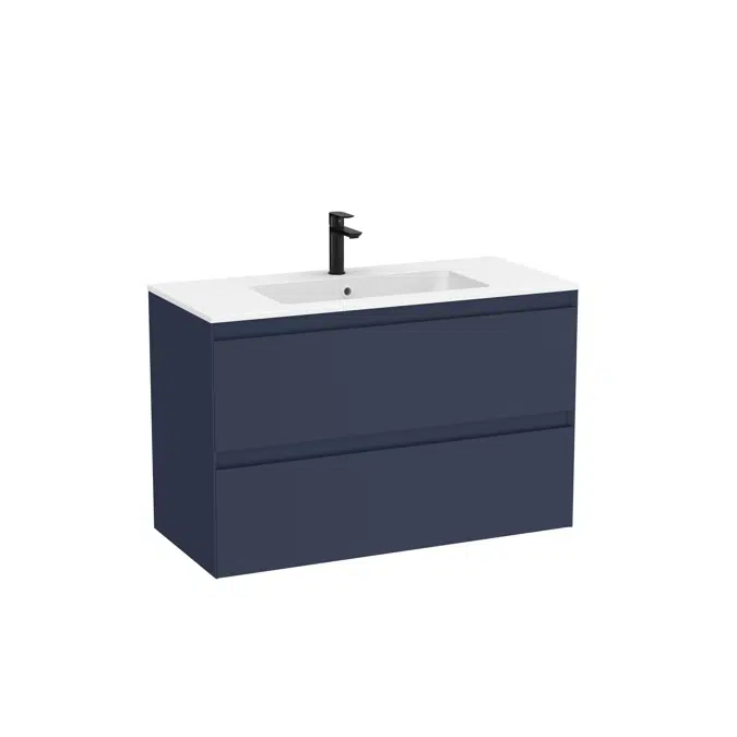 Tenue Unik - Base unit with two drawers and ceramic basin in matt white finish