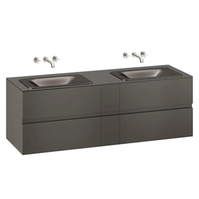 ARMANI - BAIA Meuble mural de 1800 mm pour vasques à encastrer et mitigeurs muraux de lavabo