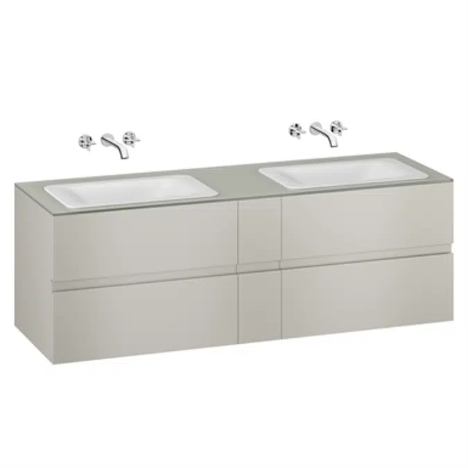 ARMANI - BAIA Meuble mural de 1800 mm pour vasques à encastrer et mitigeurs muraux de lavabo