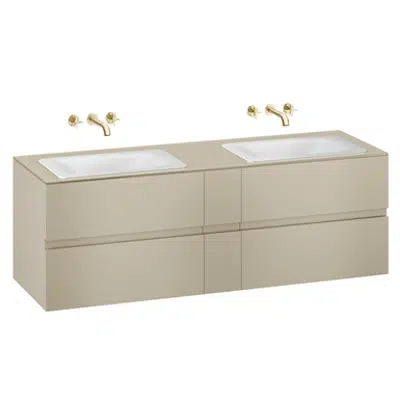 kuva kohteelle ARMANI - BAIA 1800 mm wall-hung furniture for  2 countertop washbasins and wall-mounted basin mixers