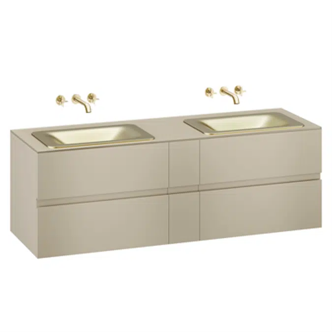 ARMANI - BAIA Meuble mural de 1800 mm pour vasques à encastrer et mitigeurs muraux de lavabo