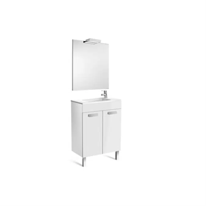 DEBBA 600 Pack: Compact base unit w/ doors, basin, mirror and spotlight