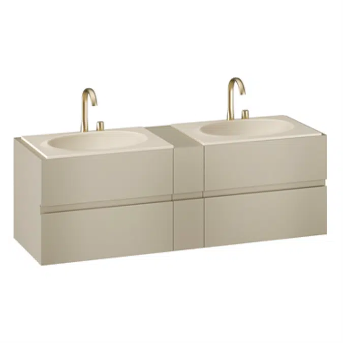 ARMANI - ISLAND 1800 mm wall-hung furniture for 2 countertop washbasins and deck-mounted basin mixers