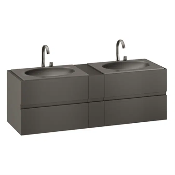 ARMANI - ISLAND 1800 mm wall-hung furniture for 2 countertop washbasins and deck-mounted basin mixers