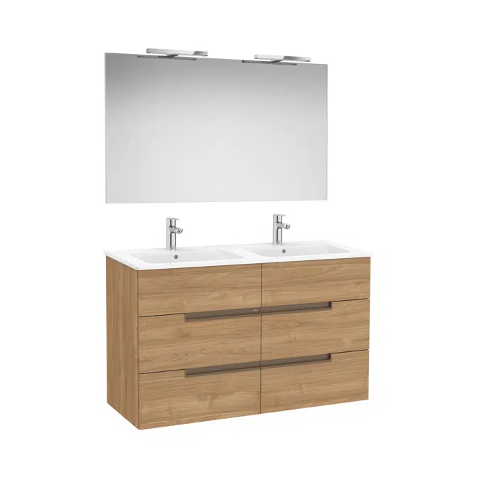 Victoria-N. Pack - base unit with six drawers, legs, double basin, Luna mirror and Starlight LED spotlight