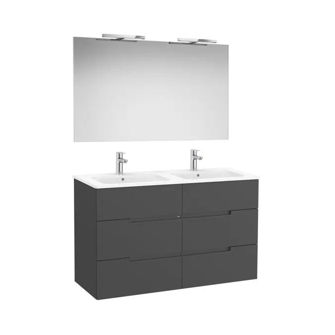 Victoria-N. Pack - base unit with six drawers, legs, double basin, Luna mirror and Starlight LED spotlight
