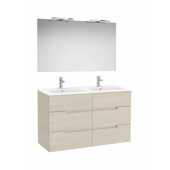 Victoria-N. Pack - base unit with six drawers, legs, double basin, Luna mirror and Starlight LED spotlight