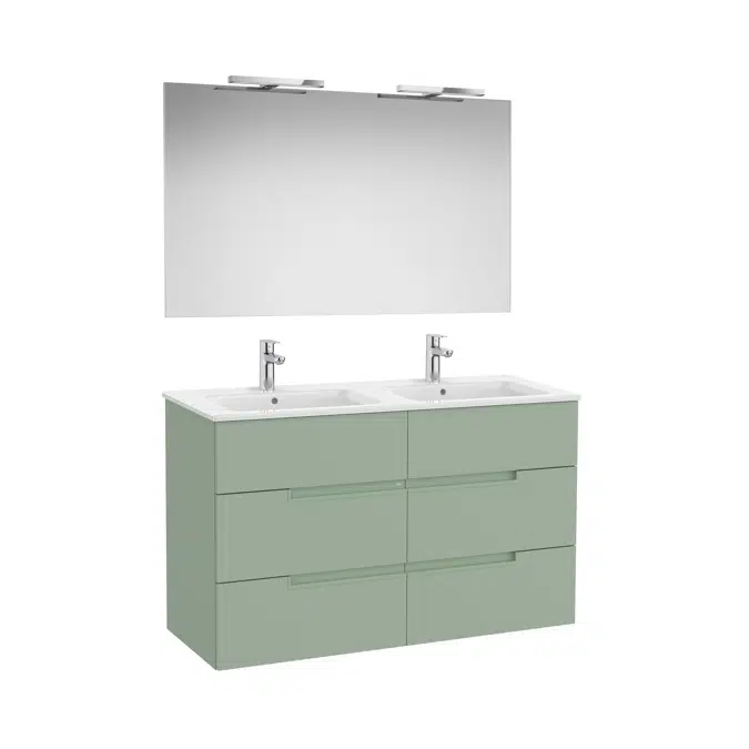 Victoria-N. Pack - base unit with six drawers, legs, double basin, Luna mirror and Starlight LED spotlight